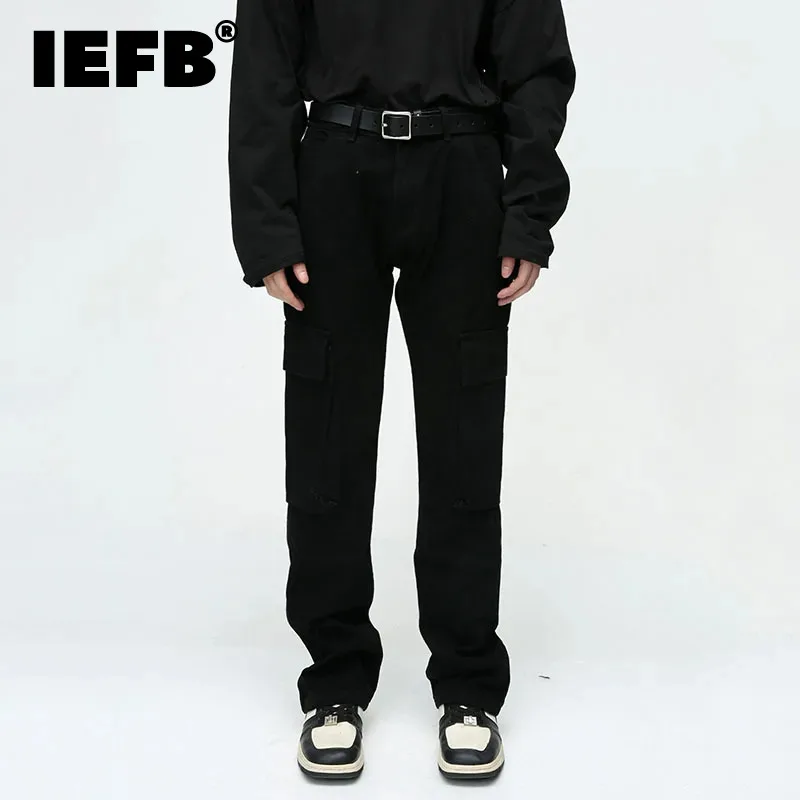 

IEFB Fashion Men's Slim Jeans Autumn Trend Korean Style Multi Pocket Niche Design Straight Leg Denim Pants 2023 New Tide 9C3090