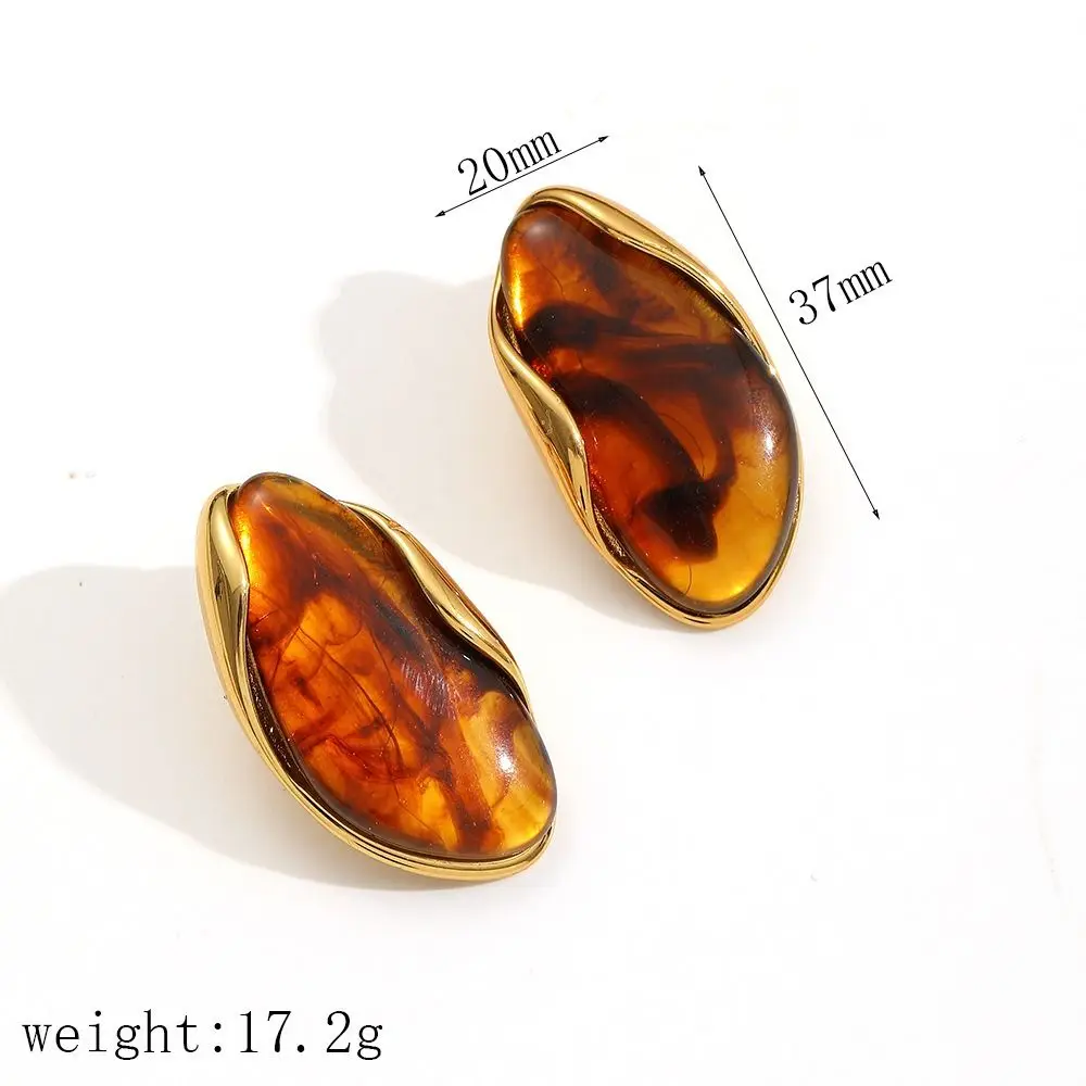 Stainless Steel Resin Amber Earrings Translucent Lightweight Chunky Hoop Earrings Hypoallergenic Drop Hoops Translucent