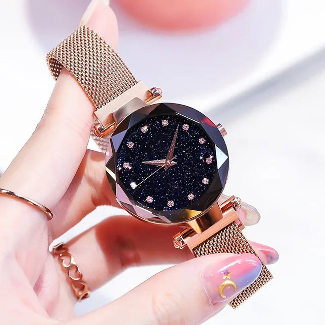 Luxury Women Watches Fashion Elegant Magnet Buckle Vibrato Purple Gold Ladies Wristwatch 2019 New Starry Sky Relogio Feminino 3