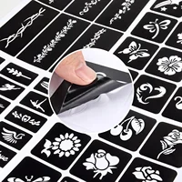 20/10/5/3 Feuilles de pochoirs de tatouage mixtes aléatoires, motifs petits (cœur, crâne) pour le body painting, kit de pochoirs à usage unique avec paillettes 6