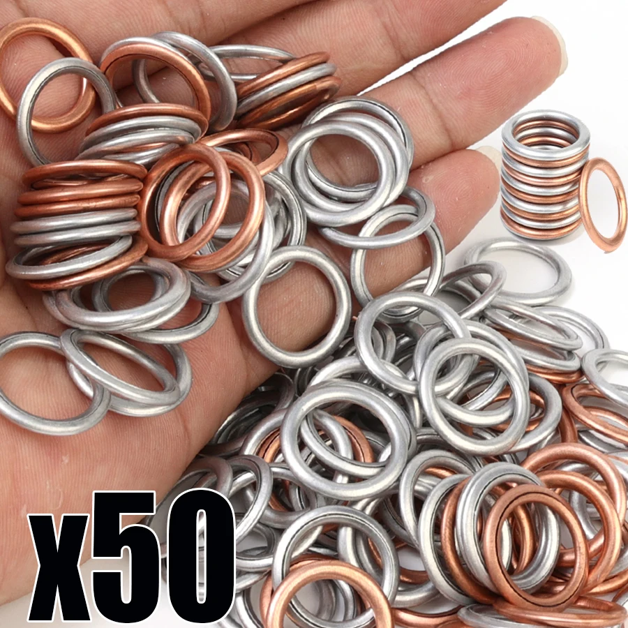 Oil Pan Gasket Aluminium Copper Oil Plug Washers Car Engine Oils Pan Screw Gasket Washers Car Accessories oil drain plug gasket oil drain plug seal washer sealing washers engine gasket set copper gasket combination