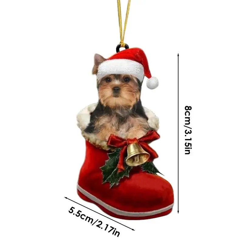 Christmas Tree Dog Ornament Acrylic Flat Printing Dog Hanging Pendant Decoration Supplies for Car Mantel And Christmas Tree christmas decorations