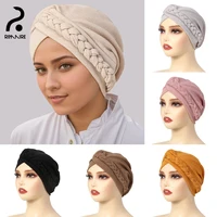 Fashion Braid Headscarf Hat Women Muslim Inner Caps Turban High Quality Ladies Hair Cover Headwrap Multi-Color Headscarf RIMAIRE 1