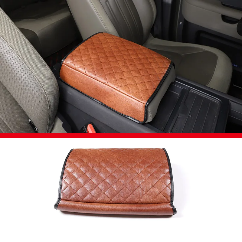 Copertura per bracciolo auto compatibile con L@nd Rover Defender 90 110 130 2020-2024, copertura per bracciolo centrale auto, protezione per coperchio della console in pelle nera, accessori interni