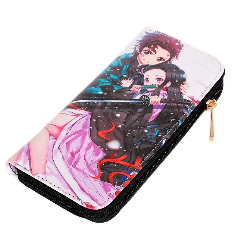 Anime Demon Slayer Kimetsu No Yaiba Tanjiro Kamado Nezuko Wallets Long PU Leather Wallet Anime Purse Cosplay Accessories french maid outfit Cosplay Costumes