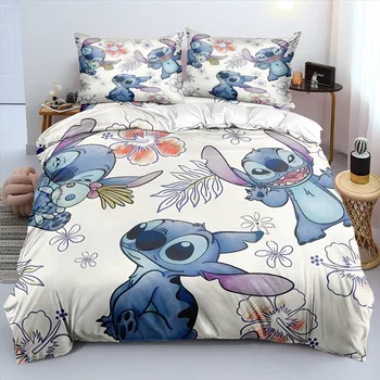 Anime Stitch Bedding Set 3D Cartoon Printed Quilt Duvet Cover Set Pillowcase Kids Beddroom Comfortable Home Decor 1