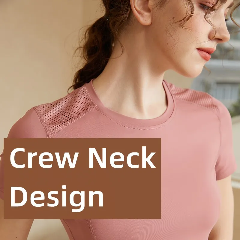 Women Mesh Breathable Yoga Shirt Sport Tops Workout T-shirts Gym Fitness Tops Running Short Sleeve Soft Comfortable Slim Tee