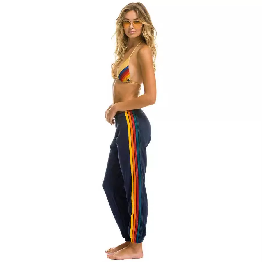 Europe and The United States New Spring and Autumn Women's New Rainbow Strip Ladies Sweatpants Sports Casual Knitted Pants 3