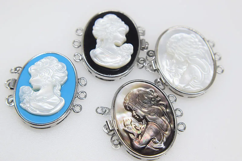 

Sea shell резной красивый женщина застежка покрытая магнитной ювелирной застежкой для изготовления ювелирных изделий 3 струны оптом крючок FPPJ