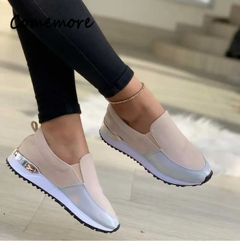 Women Sneakers Slip on Flat Casual Platform Sport Women's Leather Shoes Loafers Runing Ladies Vulcanized Shoes Large Size 43 2