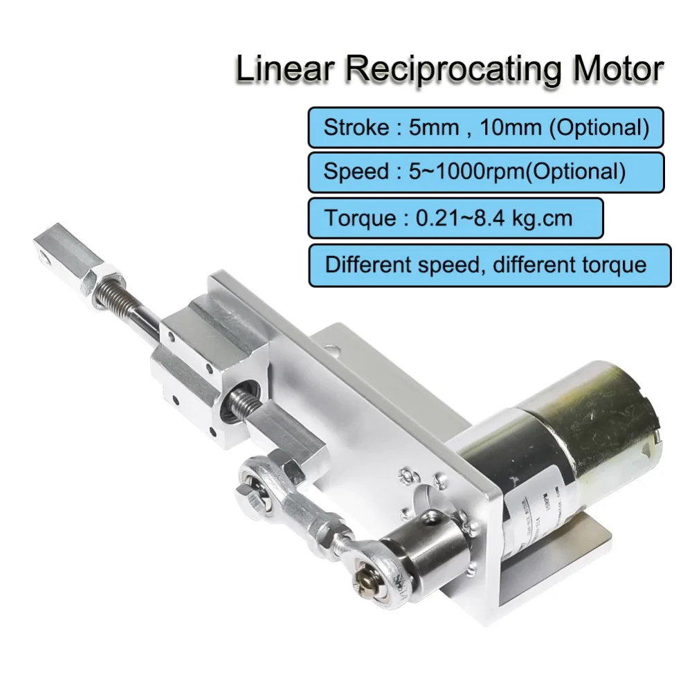 

330M DIY Design Reciprocating Cycle Linear Actuator with DC Gear Motor 12V 24V 10mmStroke Adjustable 5~1000rpm Linear Motor