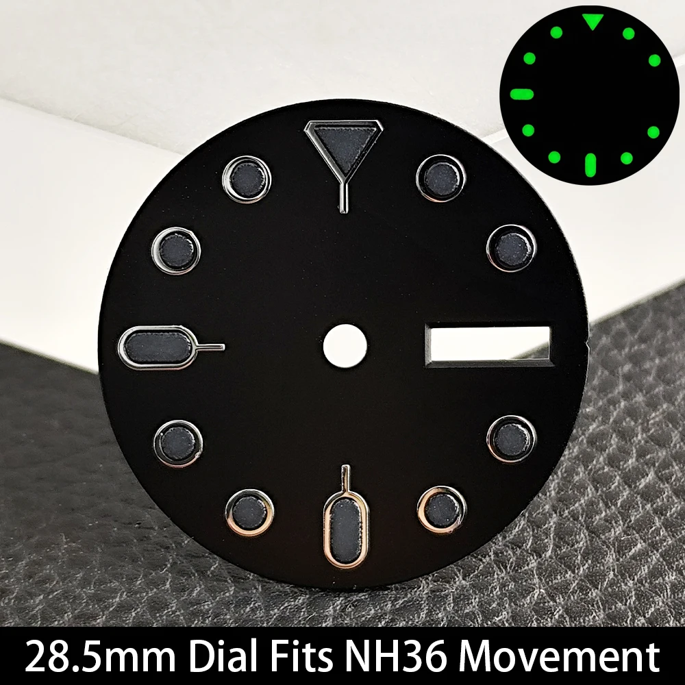 Green Luminous Mechanical Watch Dial - 28.5mm