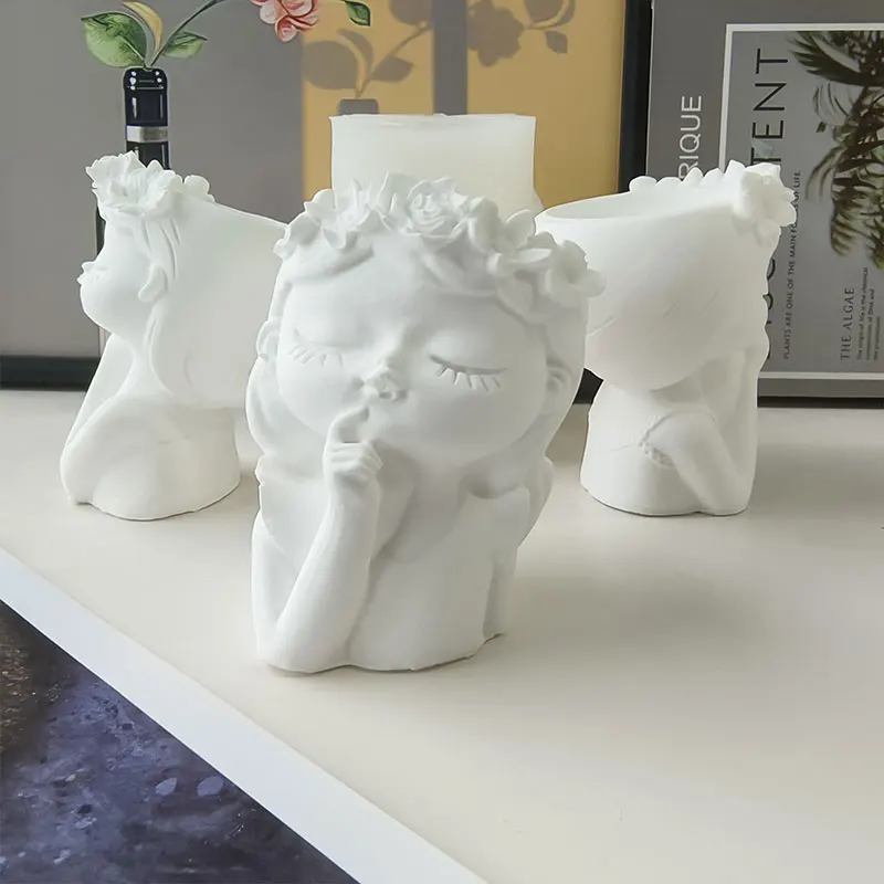 

Flower Beauty Gypsum Planter Silicone Mold DIY Portrait Girl Cement Plaster Flower Pot Mould Handmade Vase Garden Decoration