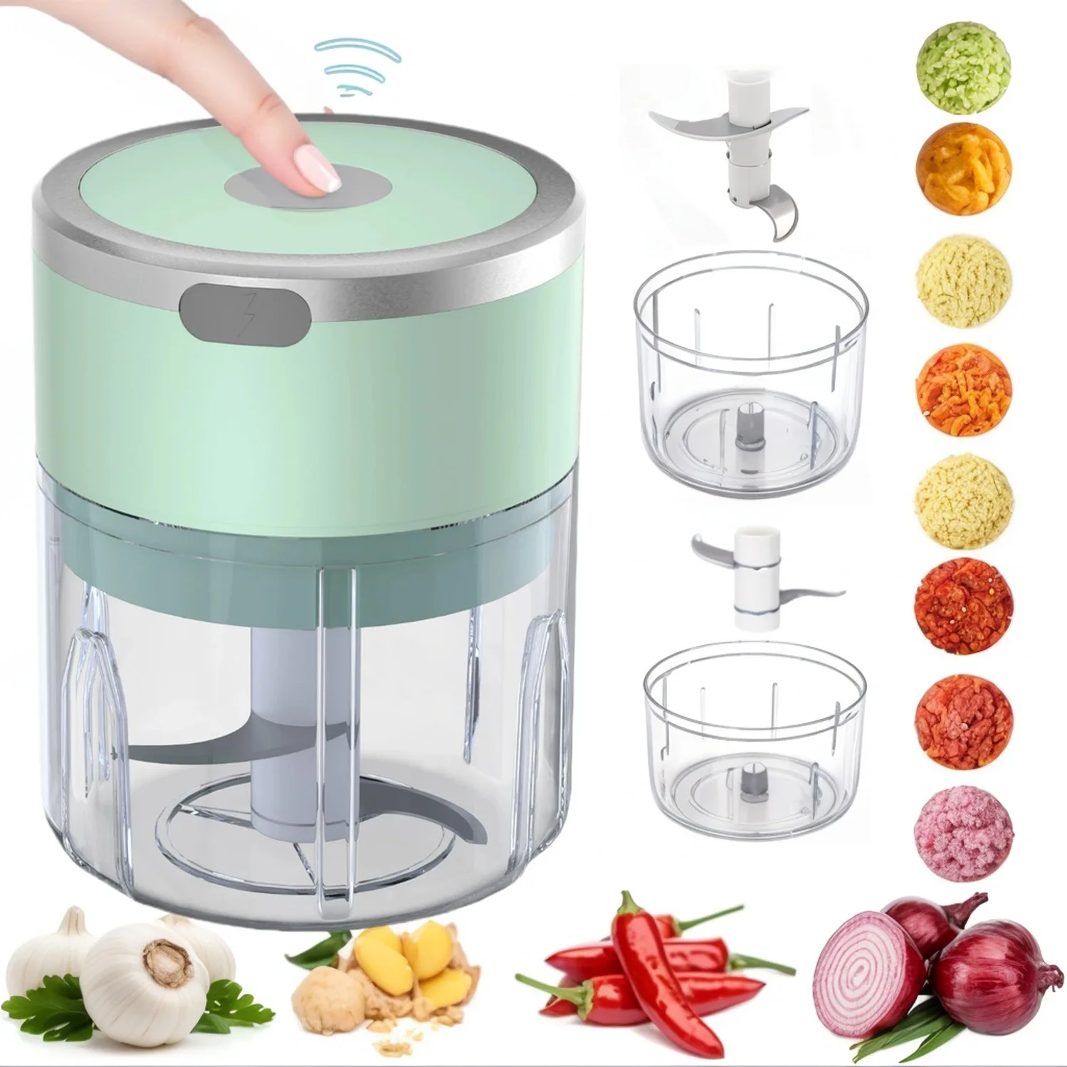 250ml Mini Garlic Chopper, Portable Food Processor, Cordless Meat Grinder, Multi-Purpose Crusher For Vegetable, Garlic, Ginger, 1
