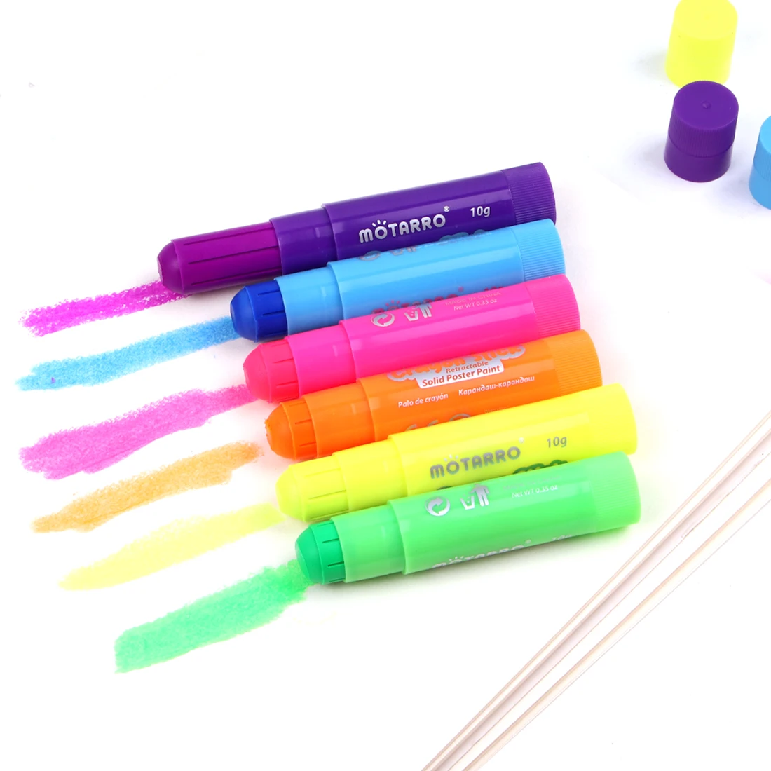 Soft Solid Gouache Paint Sticks Pastels Crayons Macaron Colors 6 Colors MOTARRO Drawing Safe Non-toxic Pastels for Students