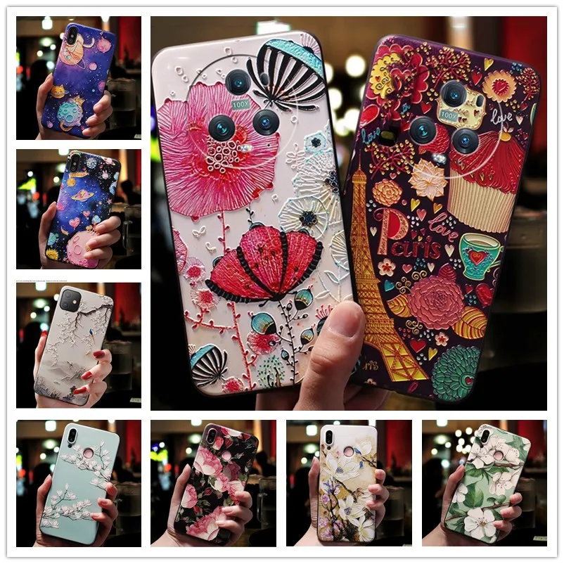 Per Honor Magic5 Pro Custodia 3D Flower Rose Relief Painted Black Silicone Funda Per Honor Magic 5 Lite 5G Pro Custodia Per Telefono