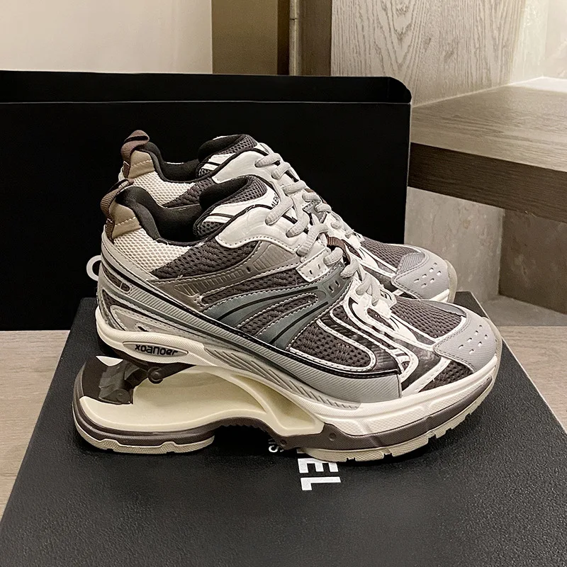 2023 New Women's Shoes Sneakers Spring Shoes Thick Sole Increased Mesh