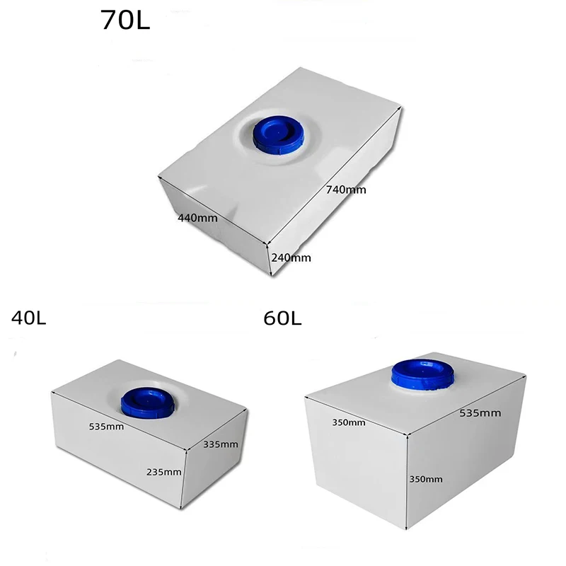 RV Water Tank System 40L/60L/70L Horizontal Car Plastic Bucket High Temperature Square