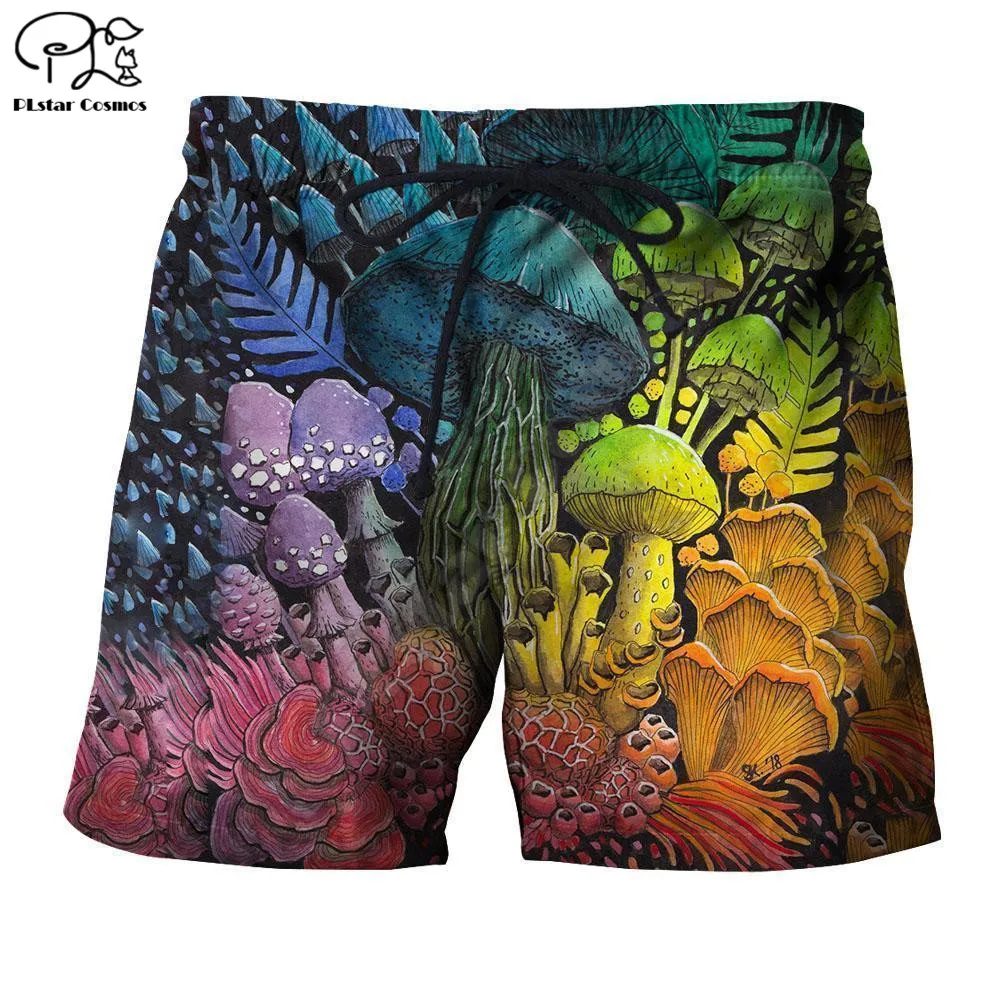 

PLstar Cosmos Mushroom Composition Beach Shorts 3D Printed Summer Casual Men Shorts Loose Quick Drying shorts