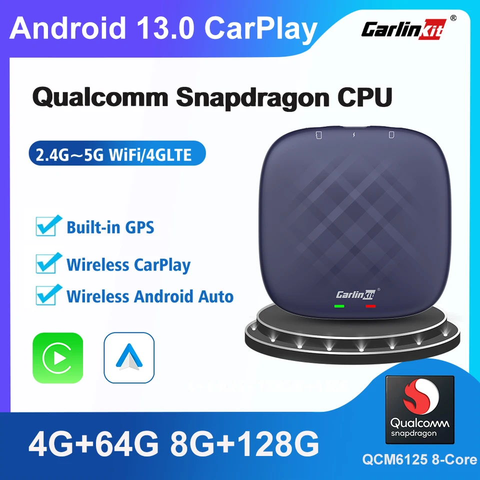 CarlinKit Android 13 Ultra CarPlay Ai Box Android Auto Wireless CarPlay  QCM6125 8G128GB GPS Plug&Play Support Video Playback App