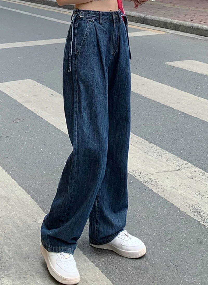 JMPRS Plus Size Women Jeans Straight High Waist Korean Loose Baggy Denim Pants Casual Pocket Blue Wide Leg Female Jeans S-5XL old navy jeans