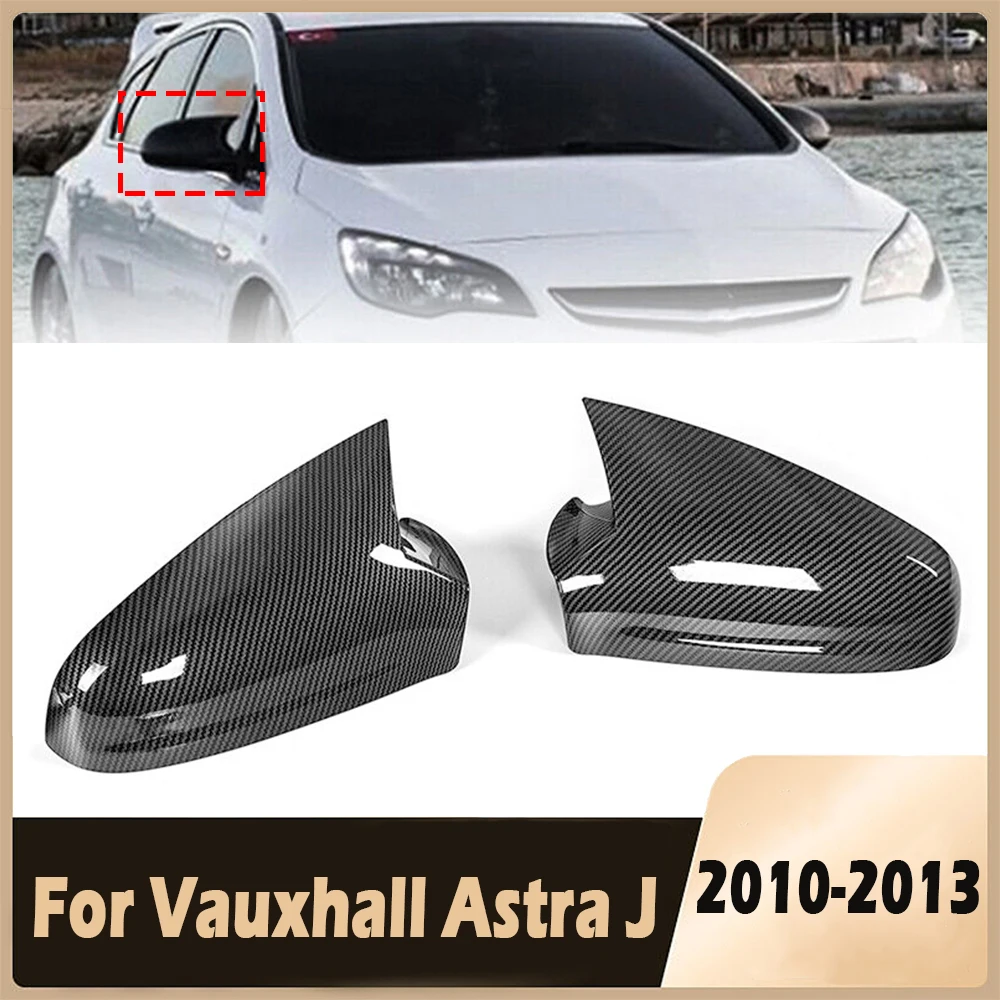 A Pair Add on Black Car Side Rearview Mirror Cover Wing Cap Exterior Case  Trim Fit For Opel Vauxhall Astra J GTC MK6 2010-2013