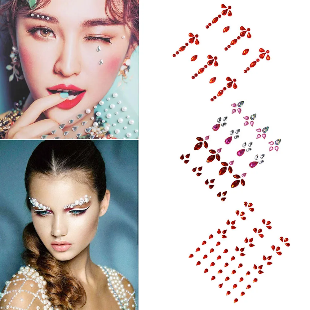 Temporary Tattoo Party Rhinestone Makeup Tool Facial Eyebrow Sticker Eye Sticker Forehead Face