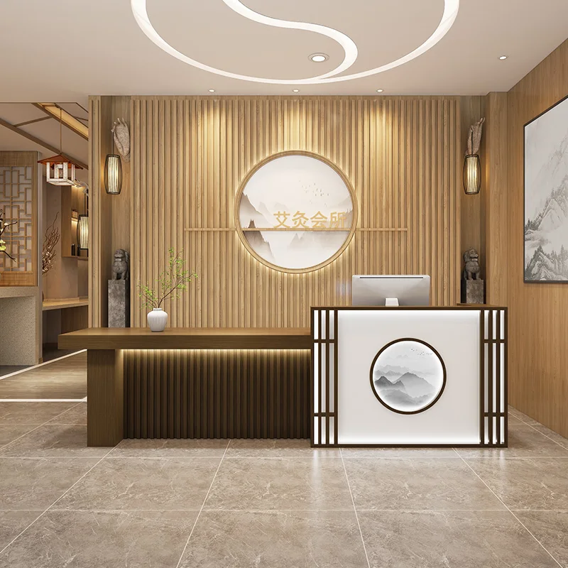 New Chinese Reception Desks Made Hotel Front Desk Cashier Reception Desk Counter Mostrador Recepcion Beauty Salon Furniture beauty and the east new chinese architecture