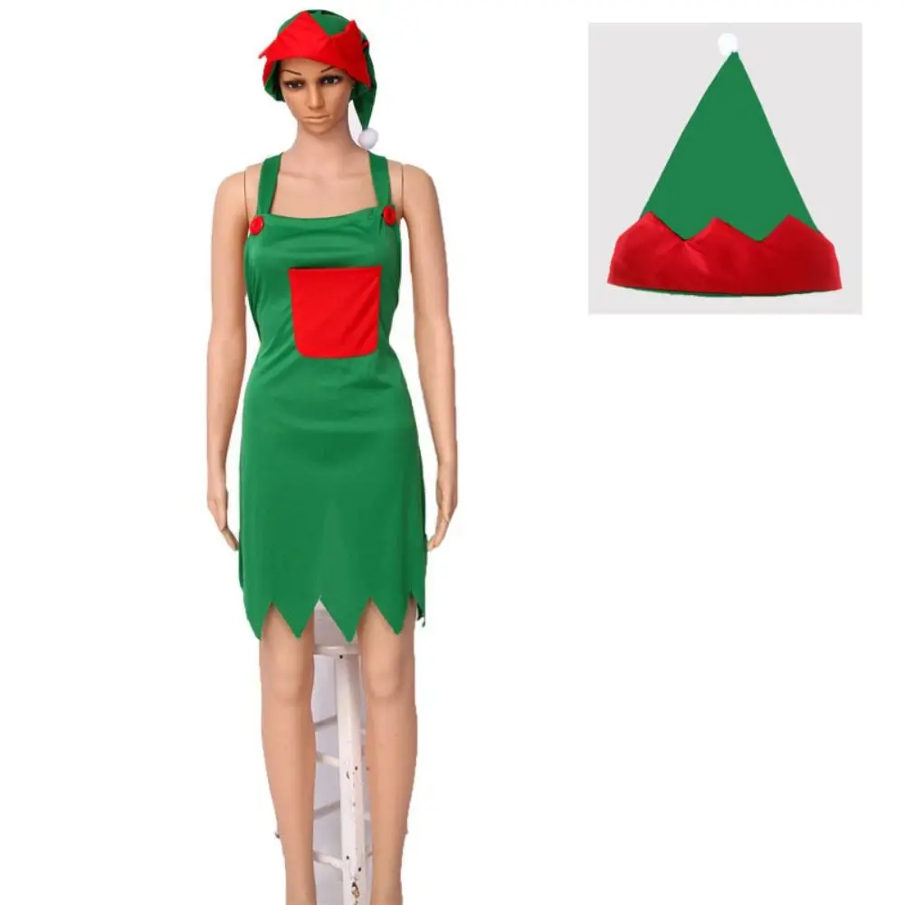 Family Non-Woven Christmas Apron and Hat Cosplay Funny Party Props photography Props Costume Green Apron Christmas