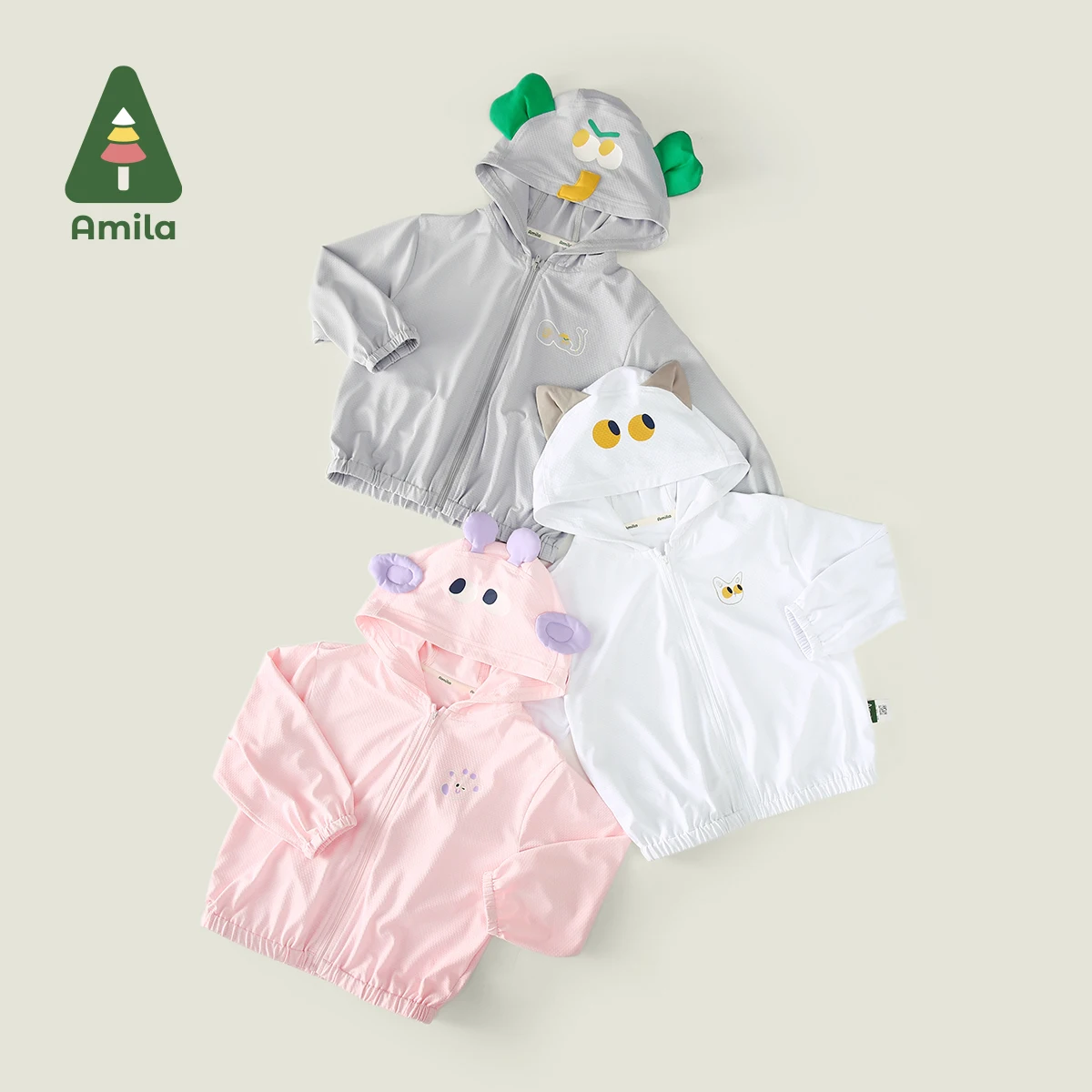 Amila Summer New Boys and Girls Coat Elephant Three-Dimensional Decoration Solid Color Cute Sunscreen Clothes