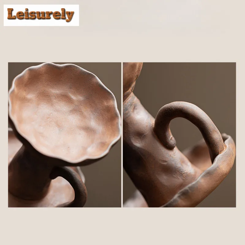 Household Old Rock Clay Coarse Pottery Candle Holder Aesthetic Scented Aromatic Candles Candle Lights Cafes Centerpiece Craft