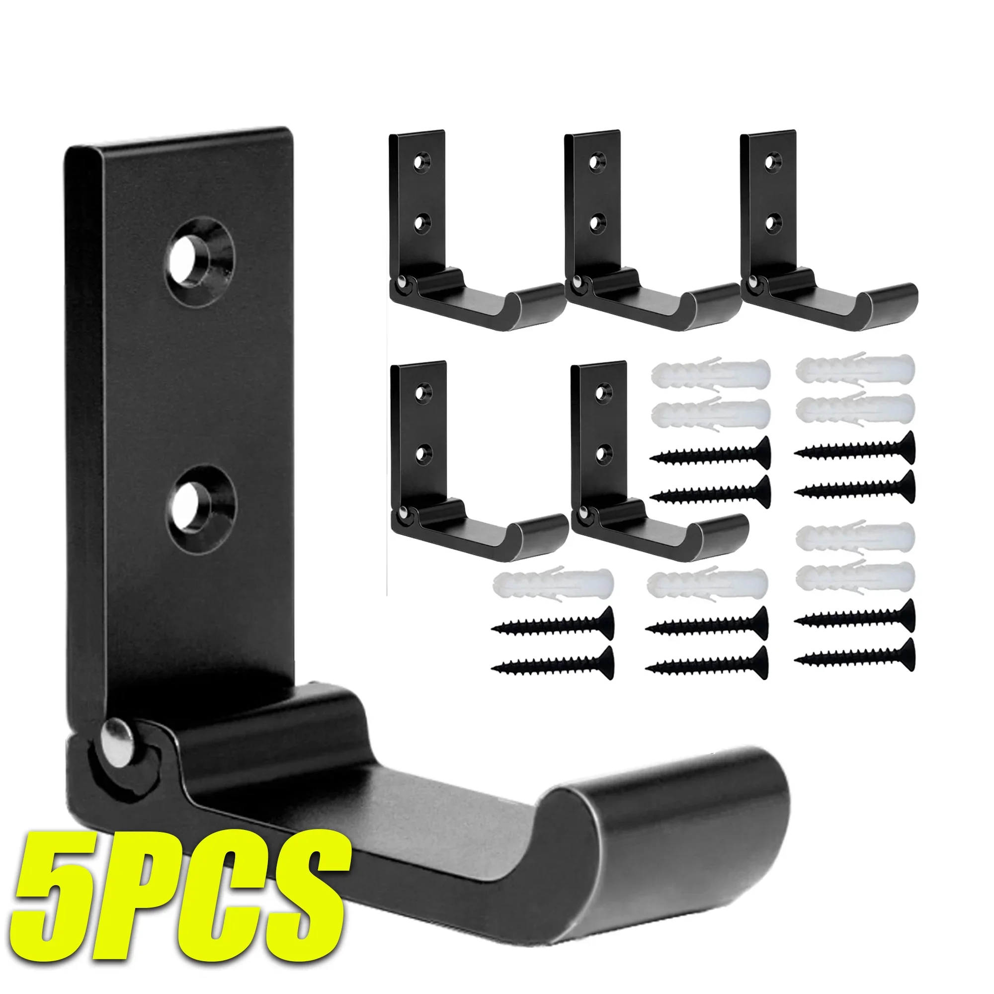 5PCS Folding Clothes Hook Wall Mounted 90 Degree Hooks Key Towel Storage