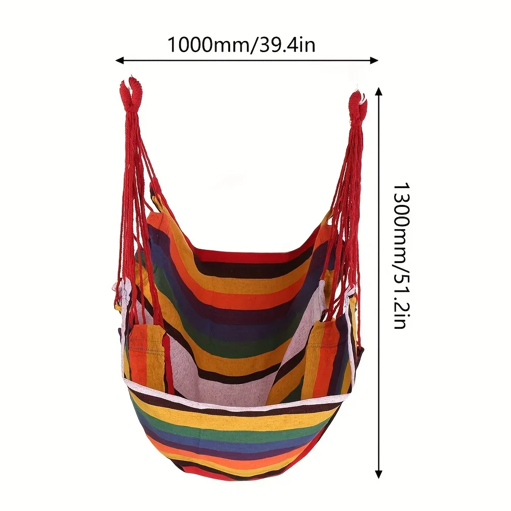 Canvas Leisure Swing Hanging Chair, 1pc Outdoor Hammock Chair, Without Pillow And Cushion, Garden Leisure Furniture Hammocks 4