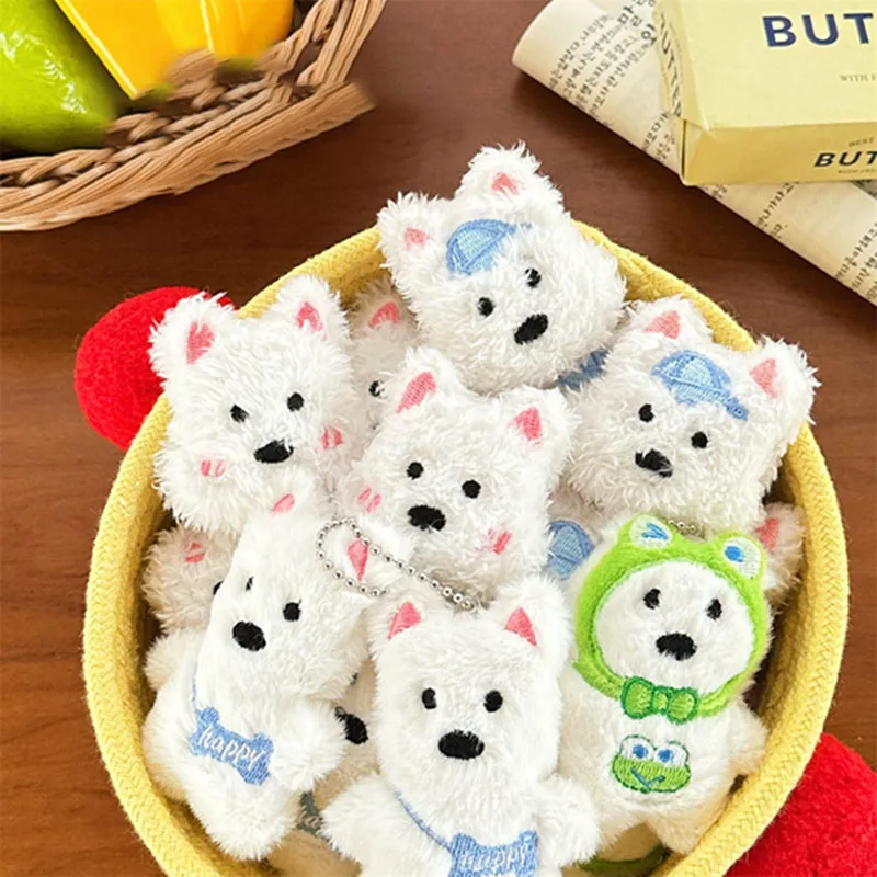 2Pcs/set Cute Cartoon Plush Dogs Brooch For Girl Clothes Badge Pins Backpacks Pendant Decoration Accessories Keychains Gifts