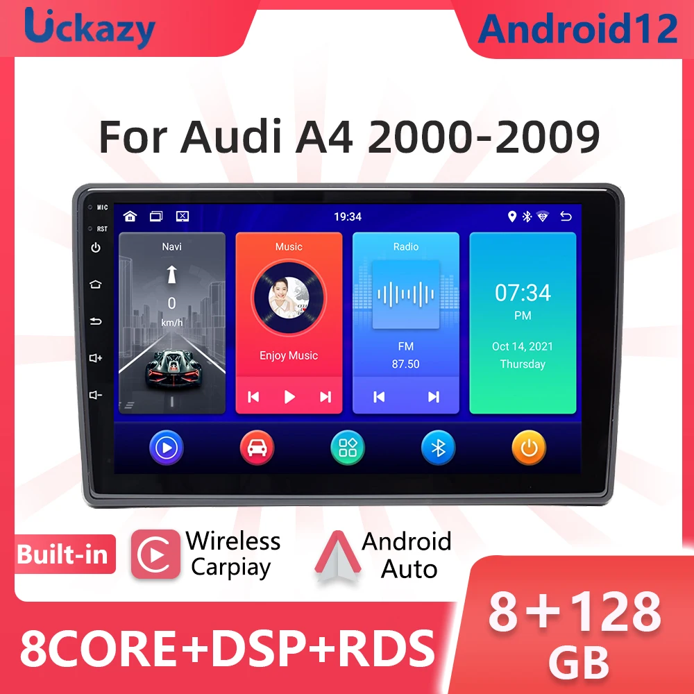 

Беспроводной автомобильный мультимедийный плеер carplay Android 12 для A4 B6 B7 S4 B7 B6 RS4 B7 SEAT Exeo 2002-2008, аудио, GPS-навигация, экран