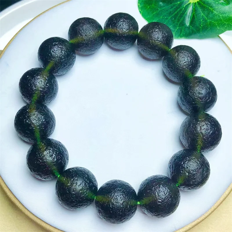 

High Quality Artificial Meteorite Bracelet Smooth Gemstone Reiki Healing Jewelry Energy Crystal Holiday Gift 1pcs 14mm