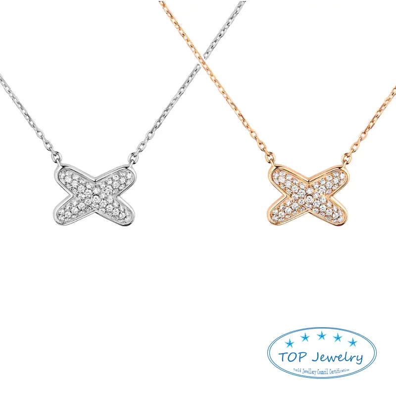 

Paris High Quality 925 Sliver Rose Gold Full Diamond Cross Pendant chaume t Necklace for women JEUX DE LIENS