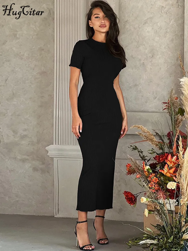 Hugcitar-فستان ماكسي مثير للنساء ، أحادي اللون ، ر...