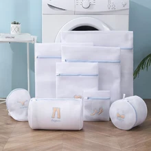 7 tamanhos sacos de lavanderia para sutiã meias roupa interior malha poliéster sacos de lavagem requintado bordado viagem portátil laudry organizador