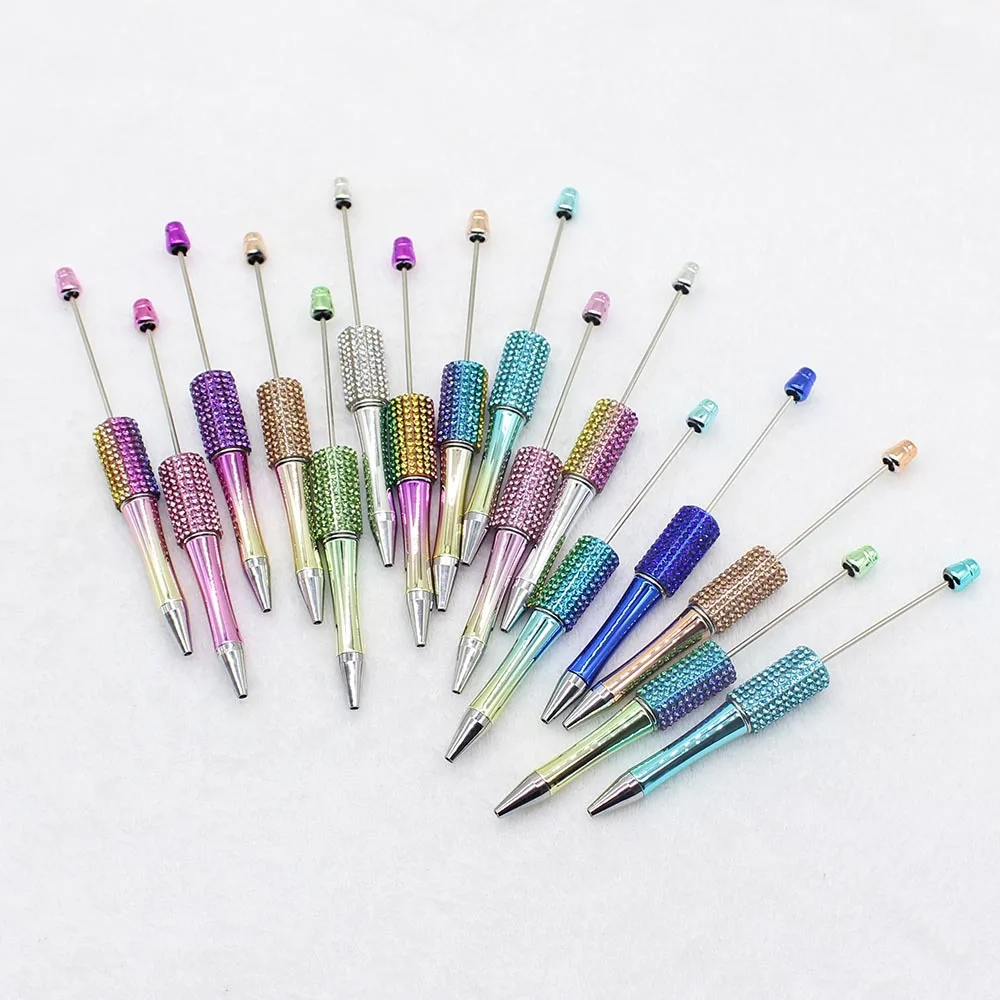 

20 шт. блестящие ручки из бисера для письма, алмазная жемчужная бусина, шариковая ручка «сделай сам», строительные принадлежности для школы и офиса