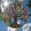 Stained Glass Window Wall Hanging Ornament With Gold Rope Round Tree Of Life Suncatcher Home Decoration Housewarming Gifts 1