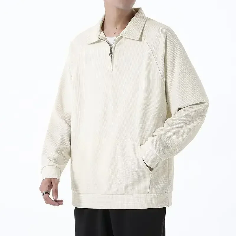 T Polo Per Uomo Plain Top Waffle Abbigliamento Uomo Felpe Off White Unicolor Japan Pullover Fashion Trends 2023 One Piece