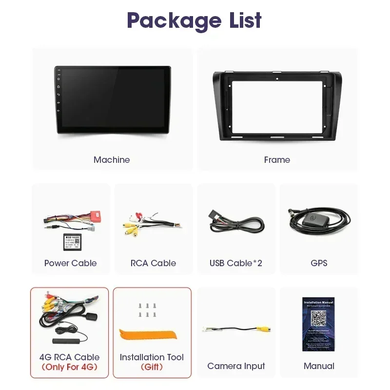 Radio inalámbrica Carplay para coche Android para Mazda 3 2004-2009 reproductor Multimedia 2 Din estéreo Autoradio GPS navegación Audio unidad principal 6
