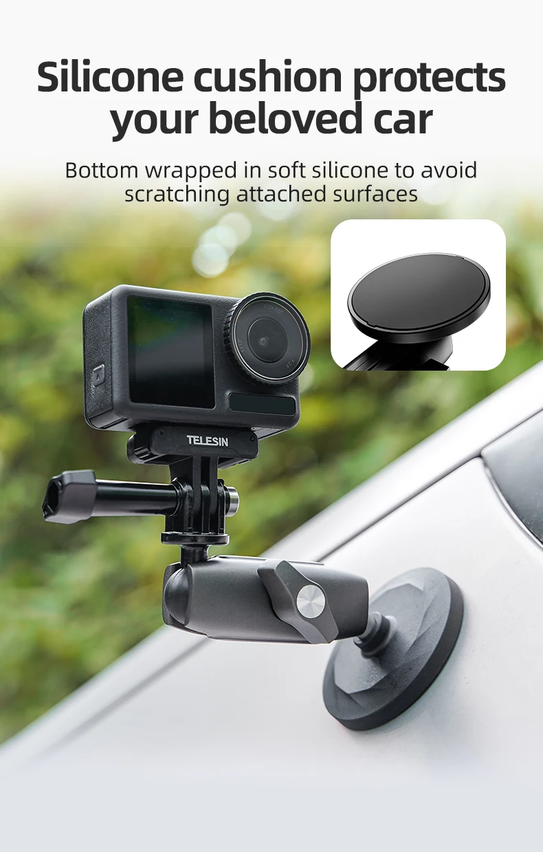Aluminum Alloy Magnetic Action Camera Holder 360° Adjustable 1/4 Adapter For In