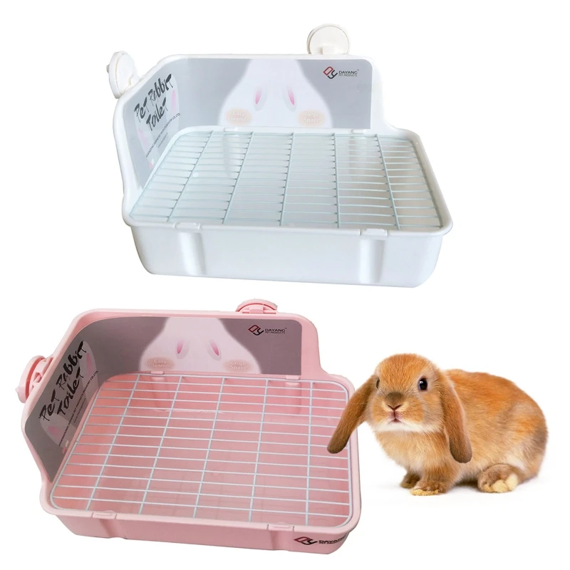 Rabbit Litter Box Toilet for Small Animal Corner Litter Pan Bunny Potty Trainer