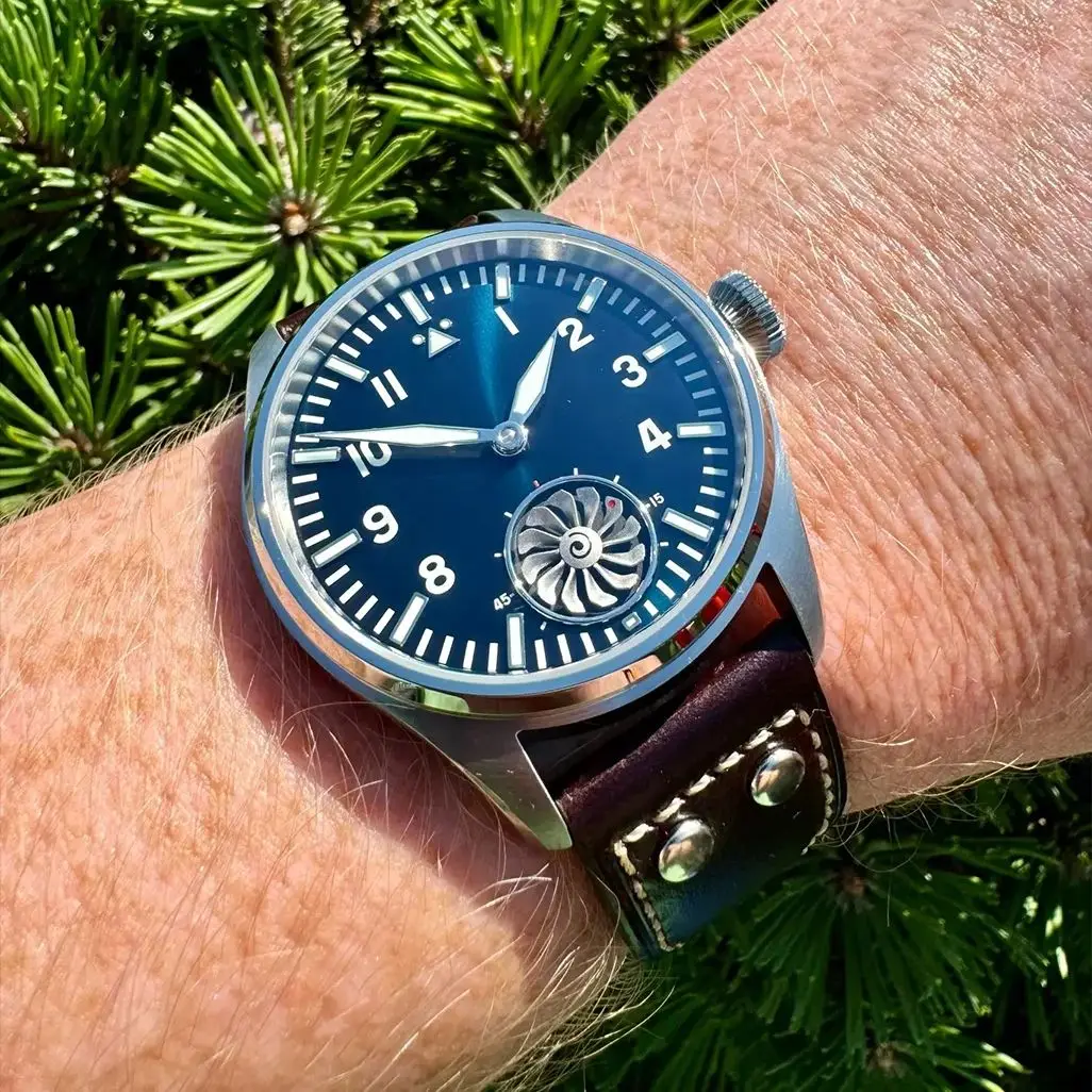 Hruodland 43mm Pilot Men's Manual Mechanical Watch Sapphire