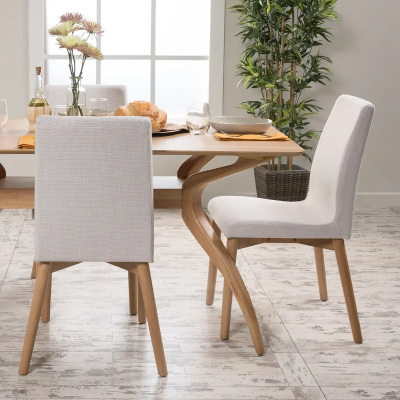 

Desert Fields Howard Mid Century Fabric Dining Chairs, Set of 2, Natural dining chairs furniture