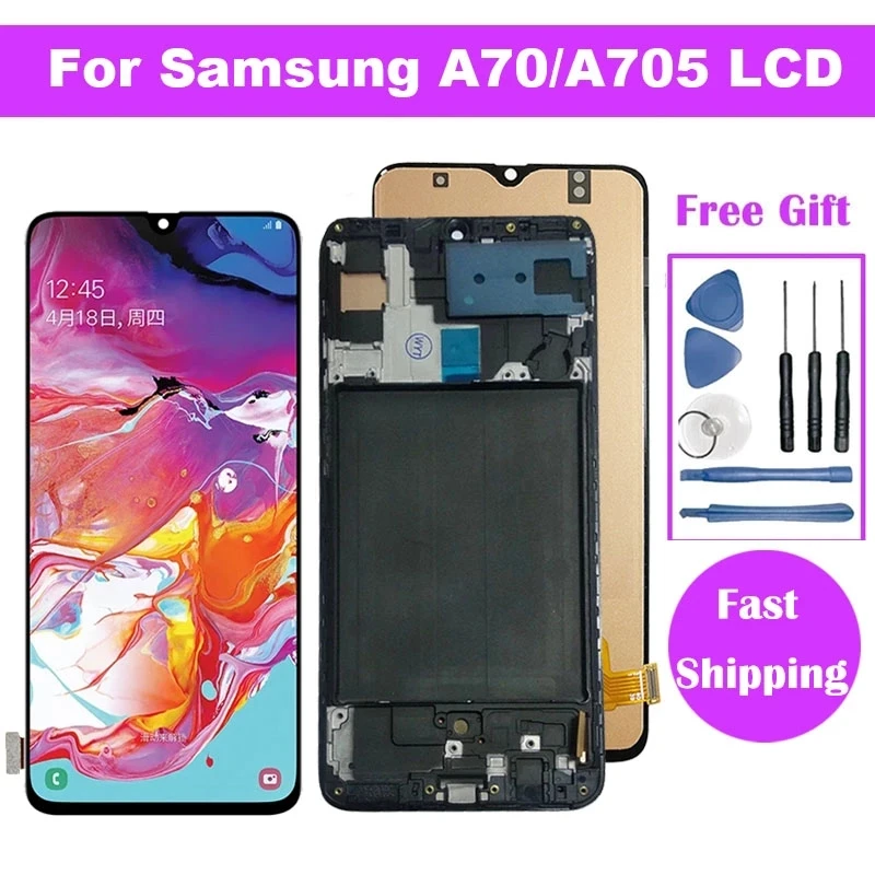 삼성 A70 SM-A705F A705FN/DS 디스플레이 화면 용 Incell Pantalla 프레임 터치 스크린 디지타이저 어셈블리 교체 부품