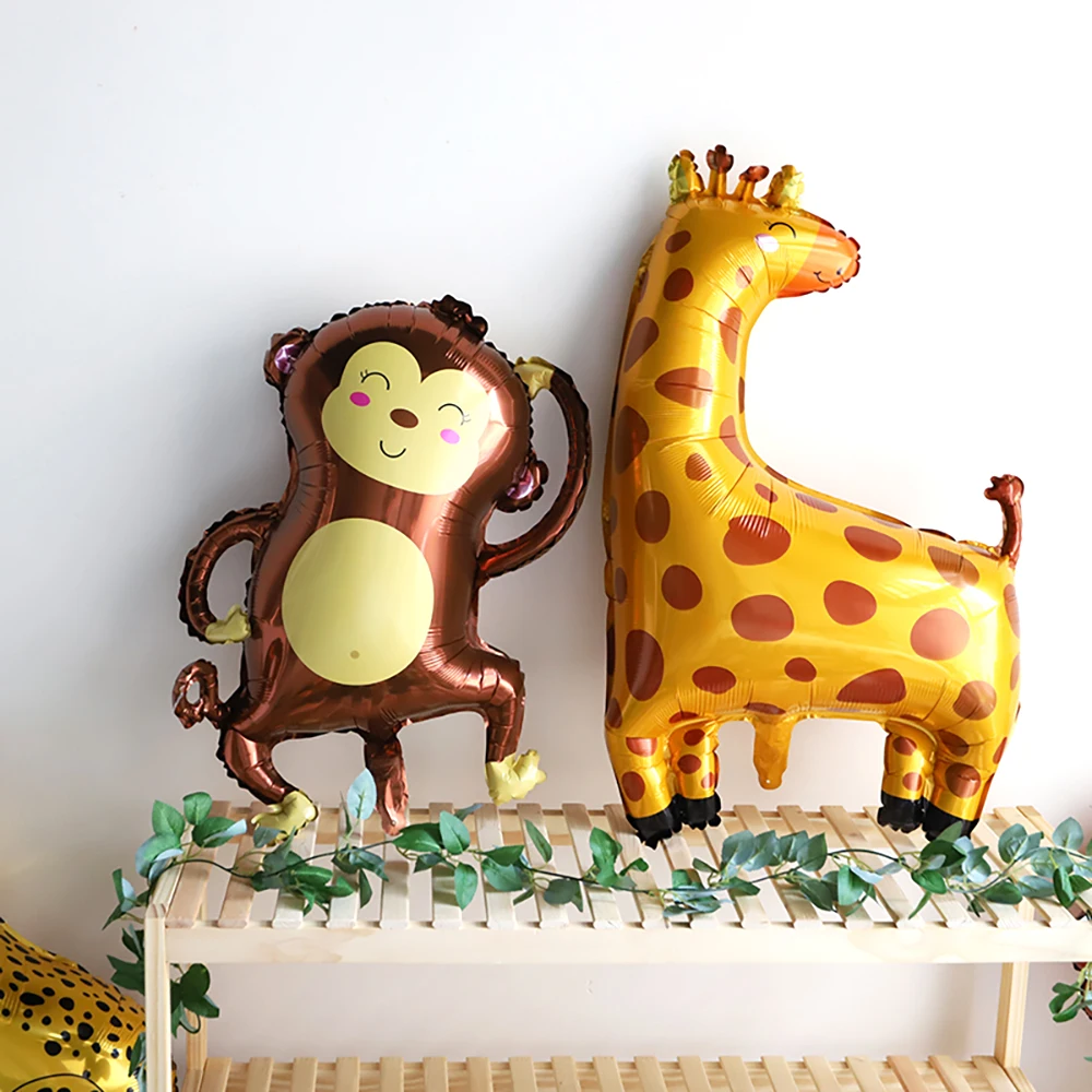 Cartoon Tier folie Luftballons Affe Löwe Zebra Tiger Elefant für Kinder Geburtstag Dschungel Safari Wald Tier Party Dekorationen – Detail 3