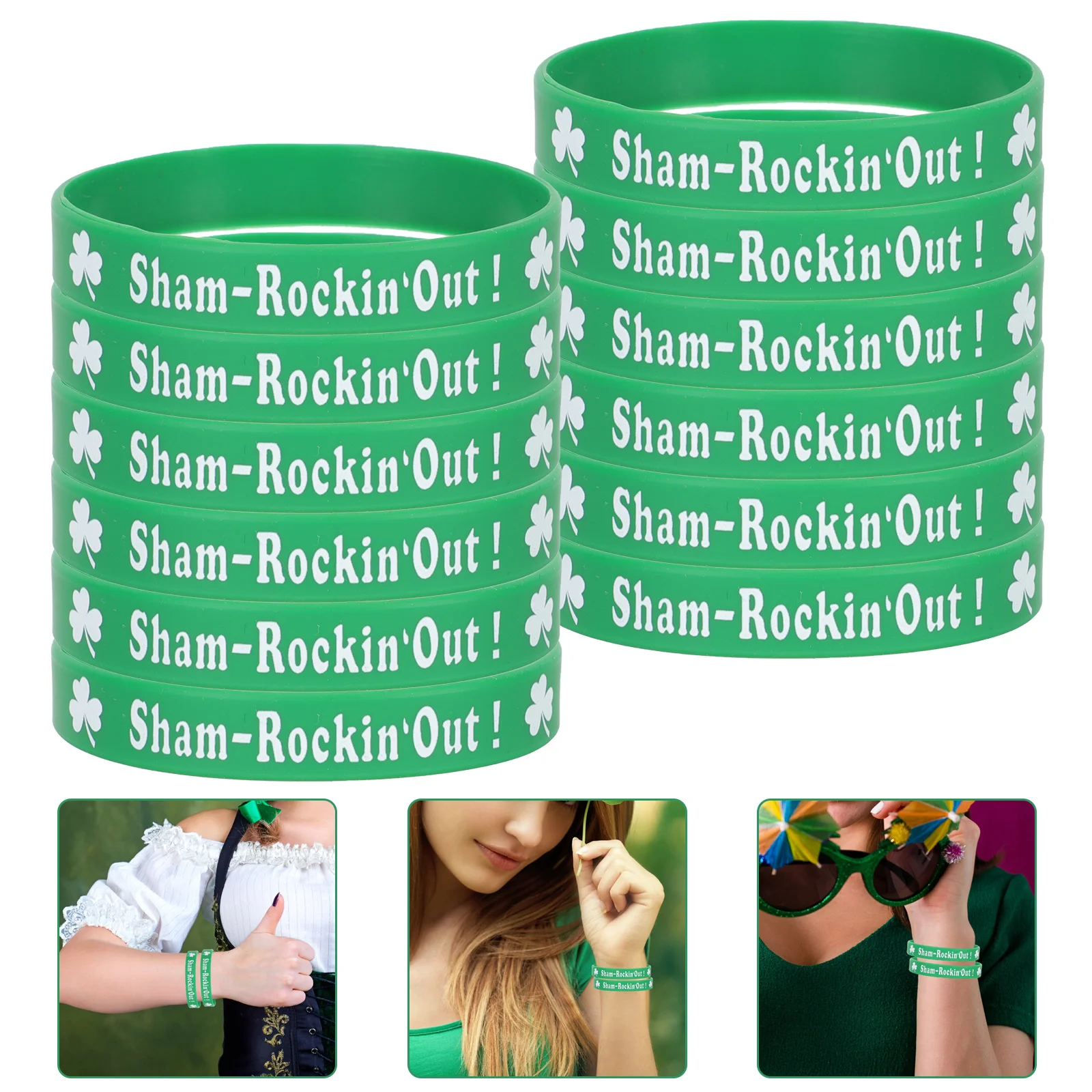 

12 Pcs Irish Bracelet Decorative Bracelets Silicone Wristbands Party for Women St Patrick' Day Patricks Bulk Child Miss